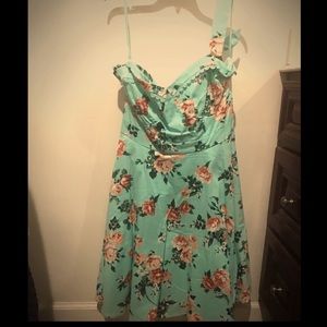 Garden Floral Teal Halter Top Dress